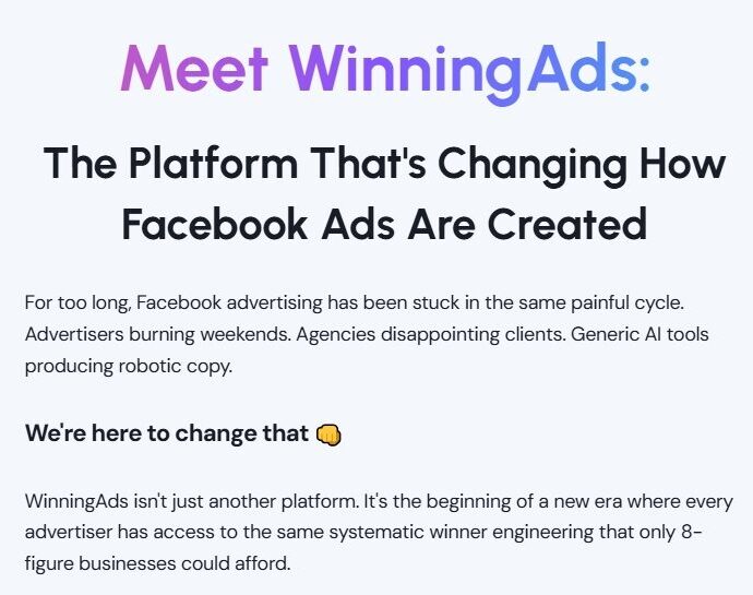 Winning Ads AI-powered ad creation platform for high ROI marketing